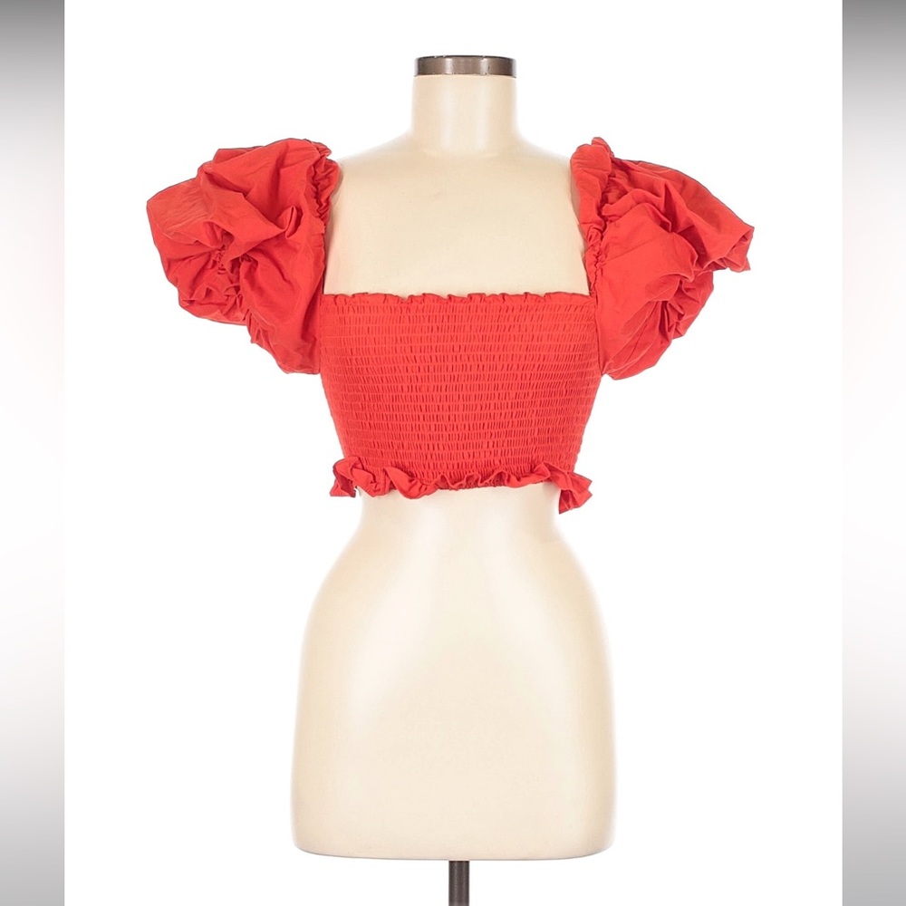 NWT Zara Orange Puff-sleeve Top